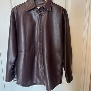 Babaton Shirt Jacket Vegan Leather size XS oversized  fit Aritzia